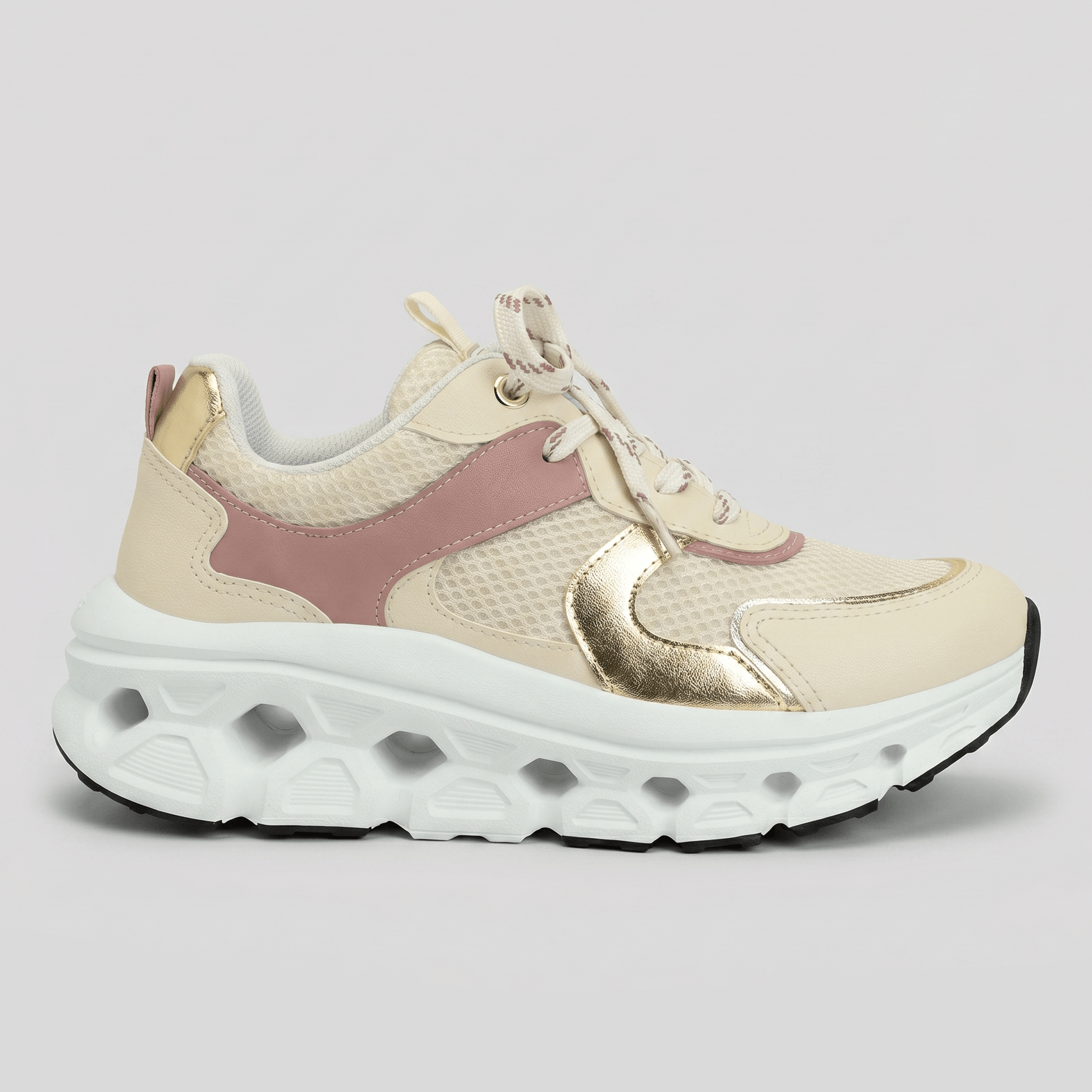PICCADILLY MAXI TECH - Tênis Off White com Rosa