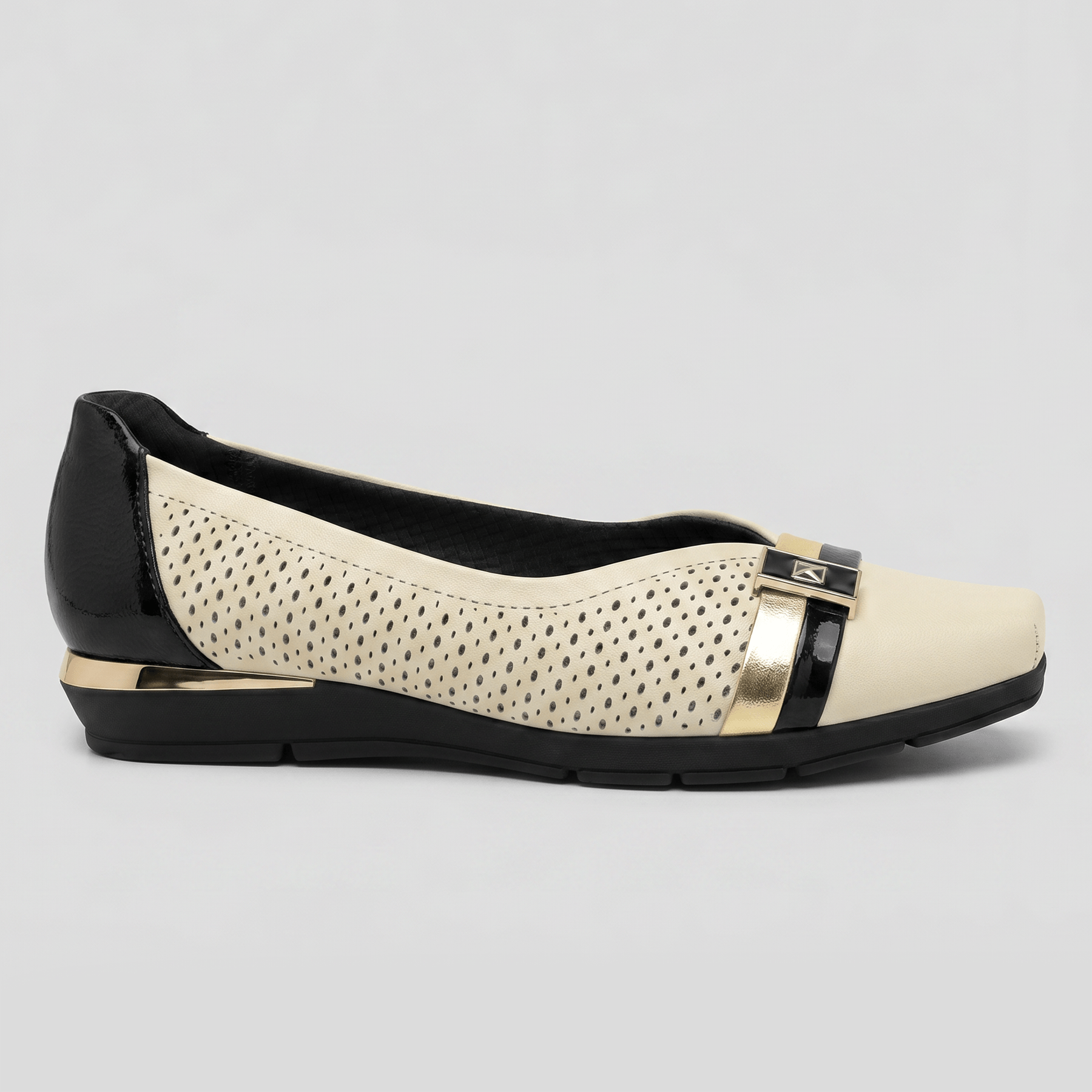 PICCADILLY MAXI - Sapatilha Fernanda Off White com Preto