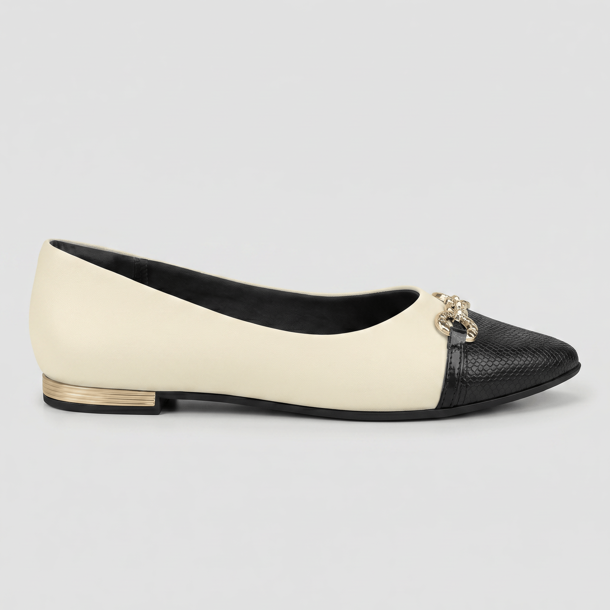 Sapatilha Ana Off White com Preto