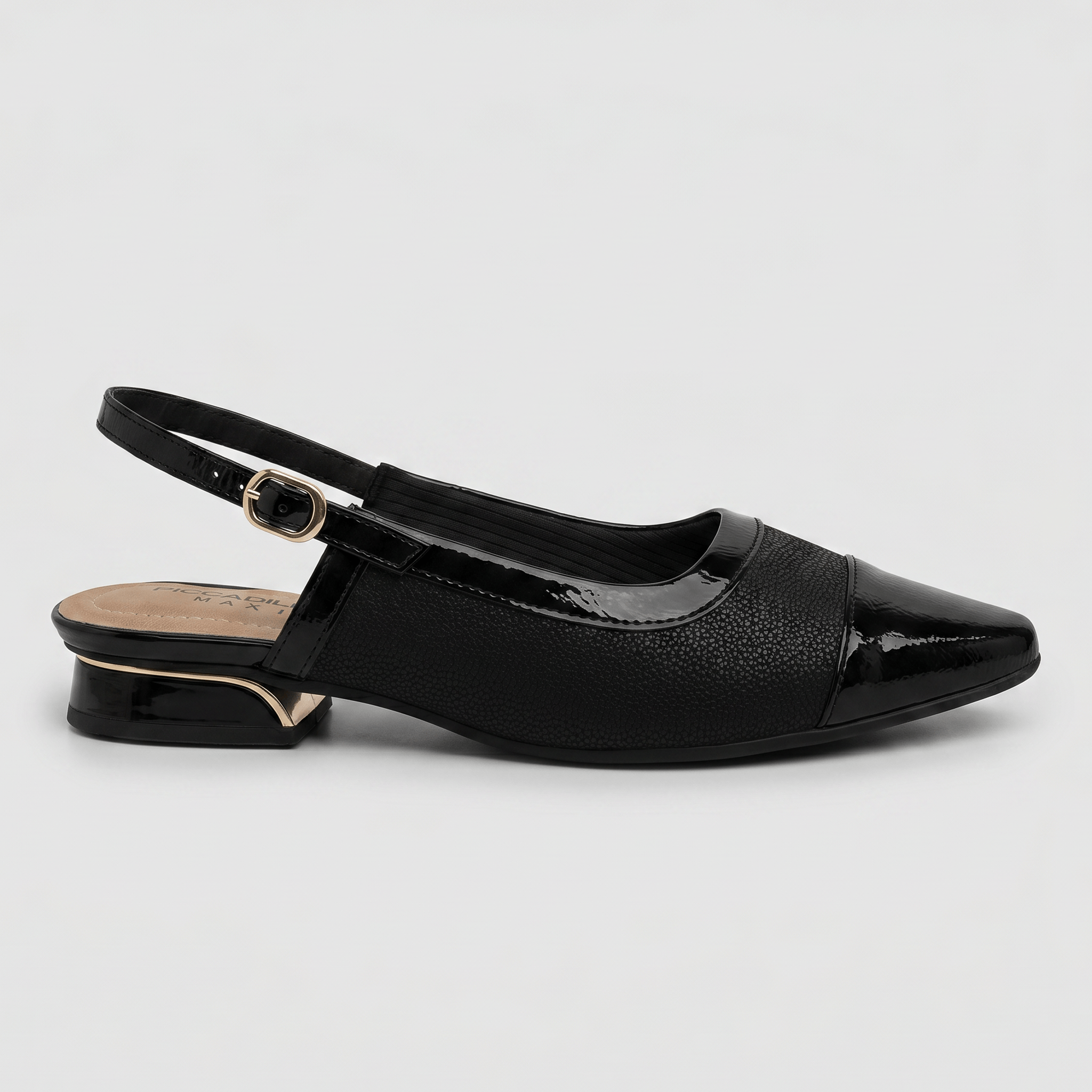 PICCADILLY MAXI - Slingback Silvia Salto Baixo Preto