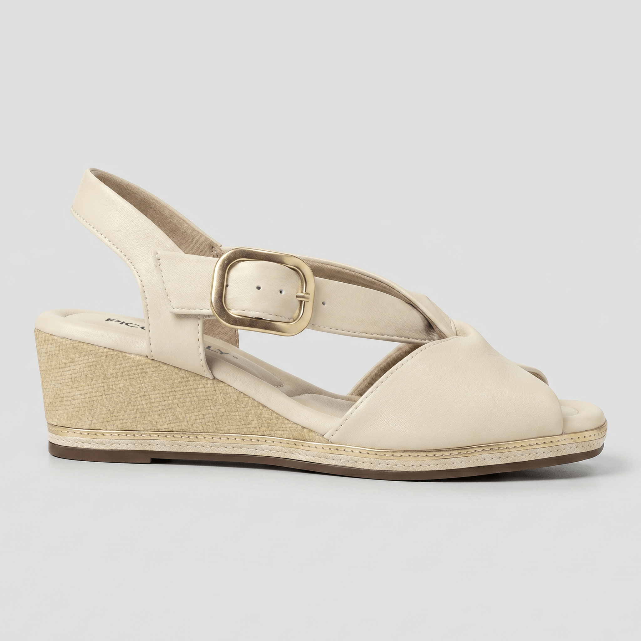 Sandália Daila Anabela Off White Fivela