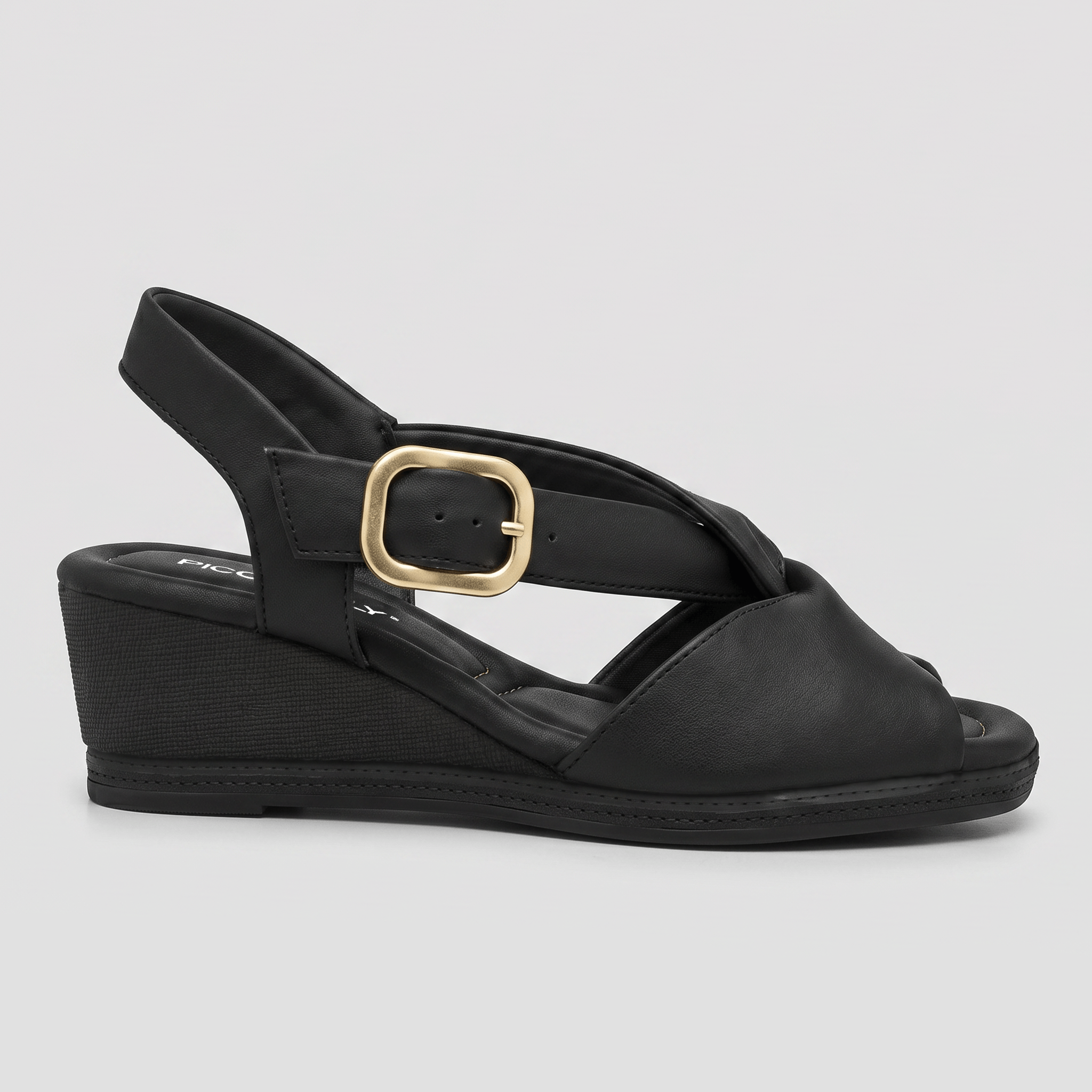 Sandália Daila Anabela Preto Fivela