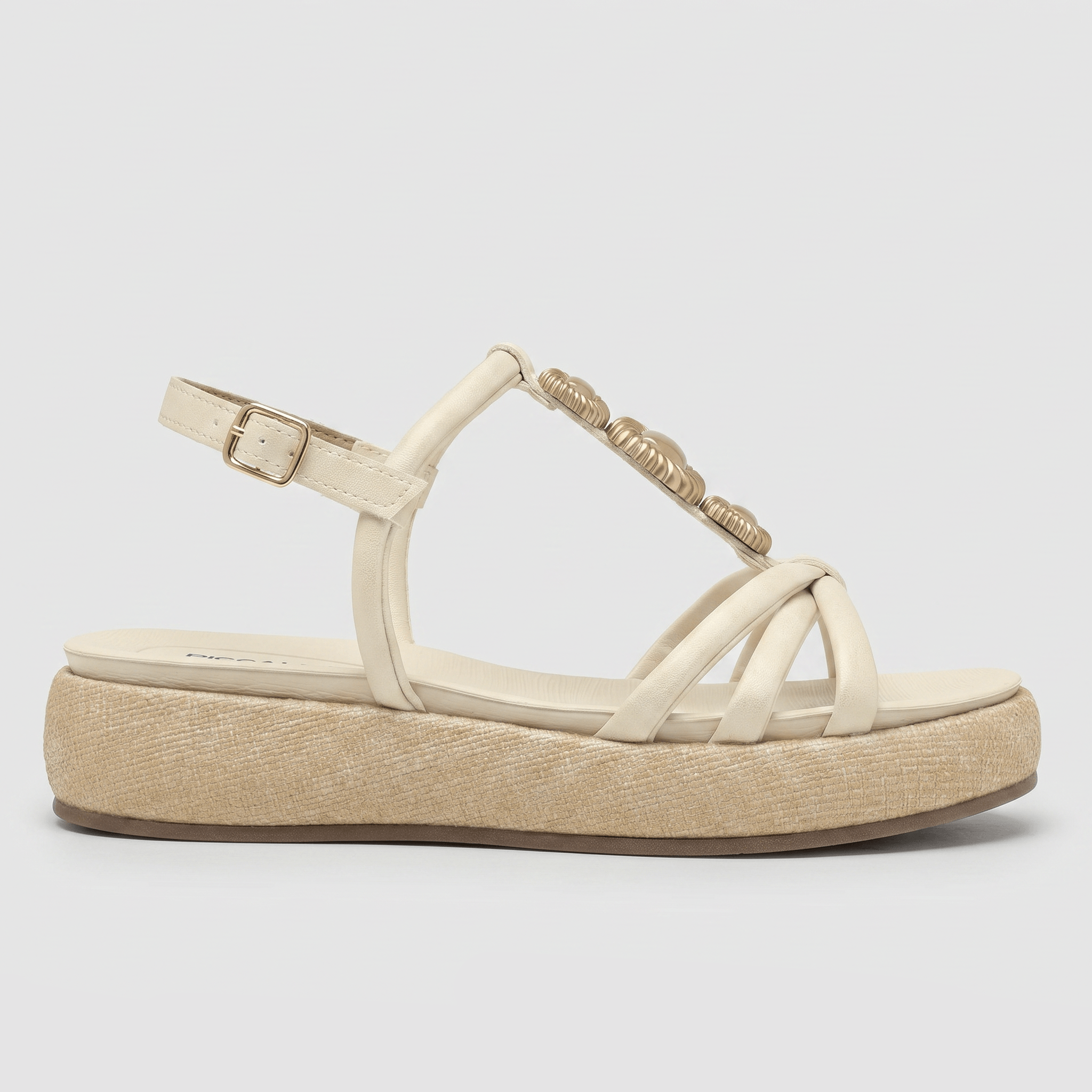 Sandália Sol Salto Médio Off White