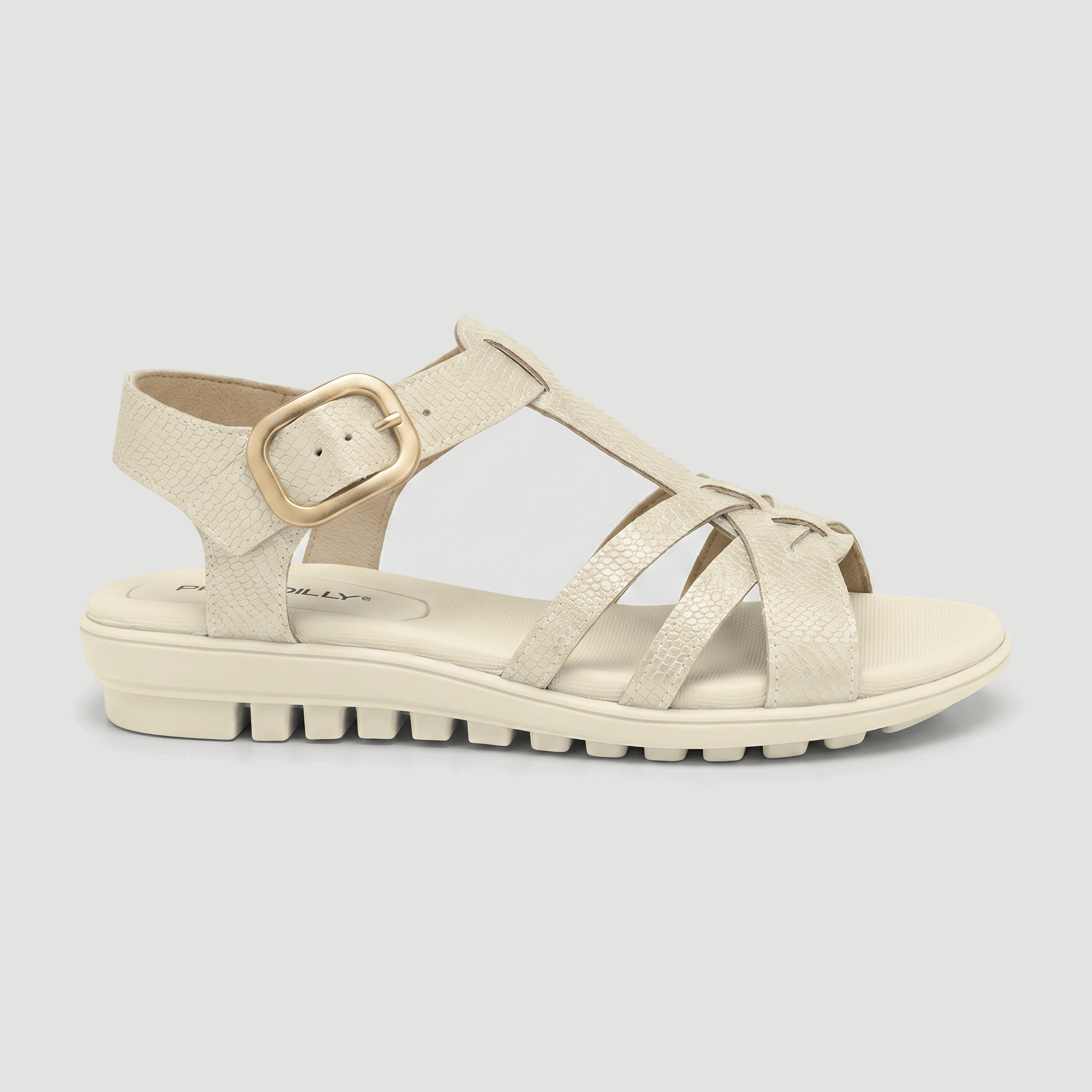 Sandália Salto Baixo Off White