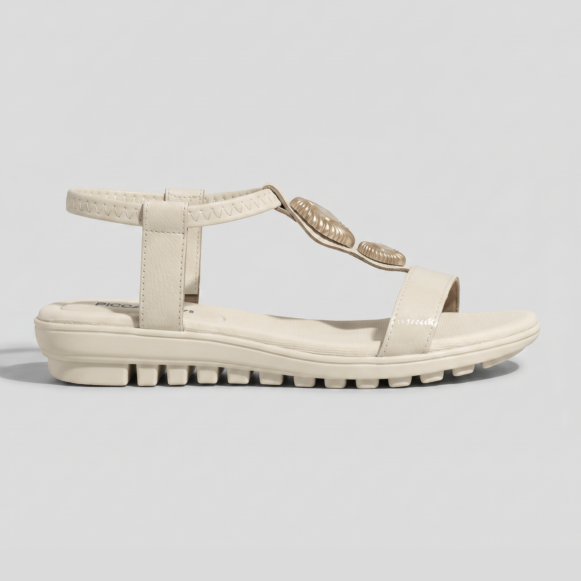Sandália Salto Baixo Off White