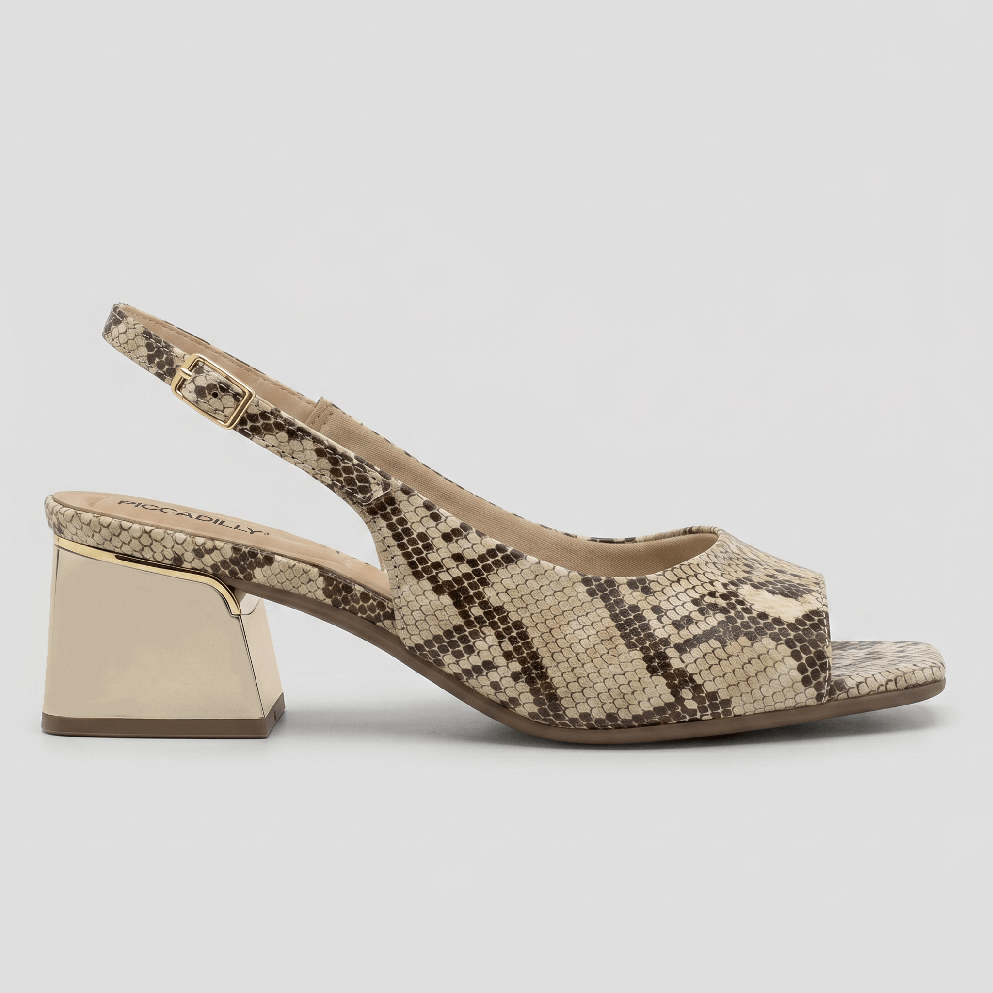 Slingback Peep Toe Renee Salto Médio Animal Print
