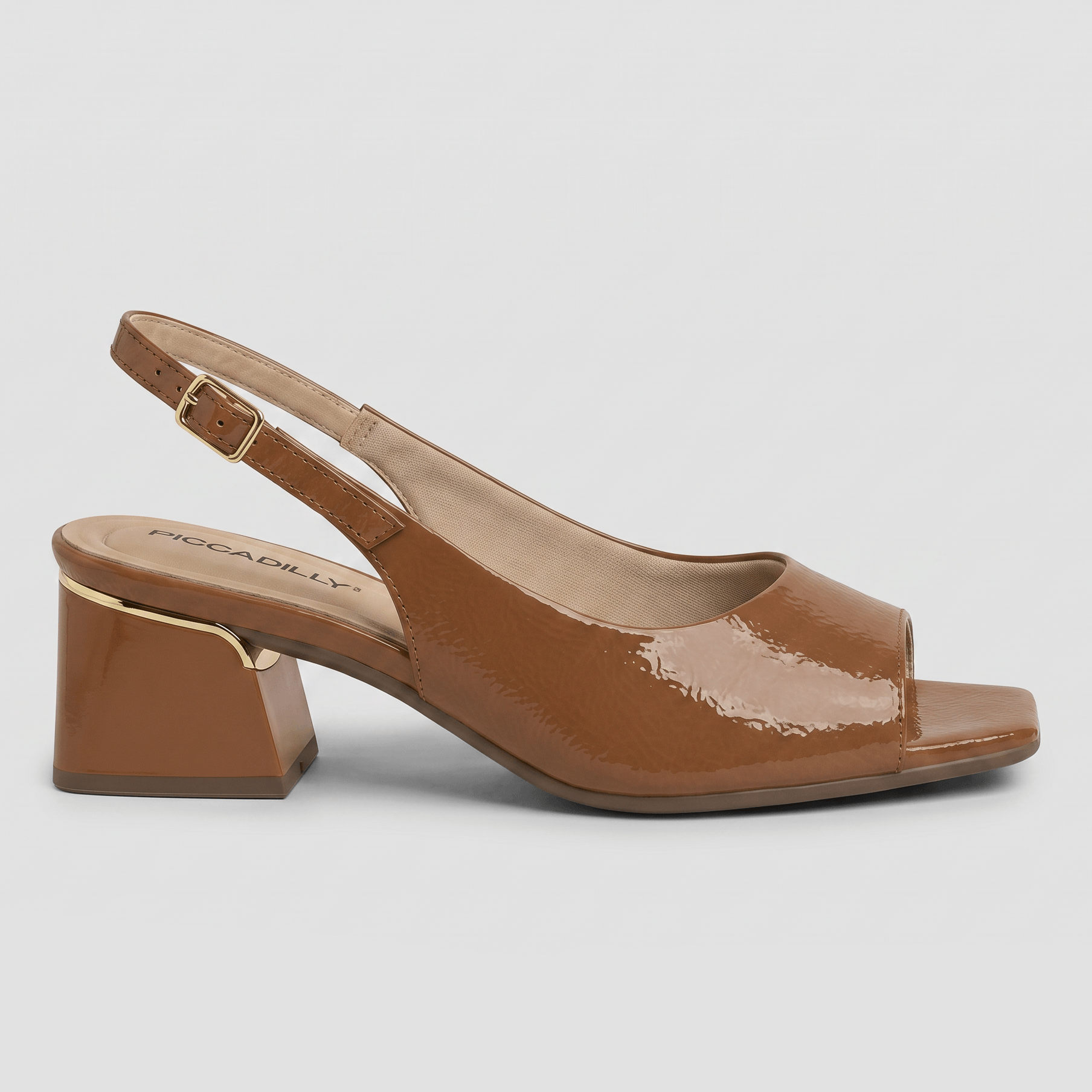 Slingback Peep Toe Renee Salto Médio Ocre