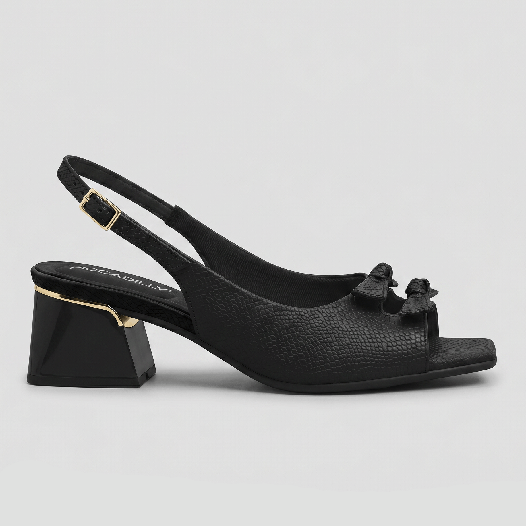 Slingback Peep Toe Renee Salto Médio Preto