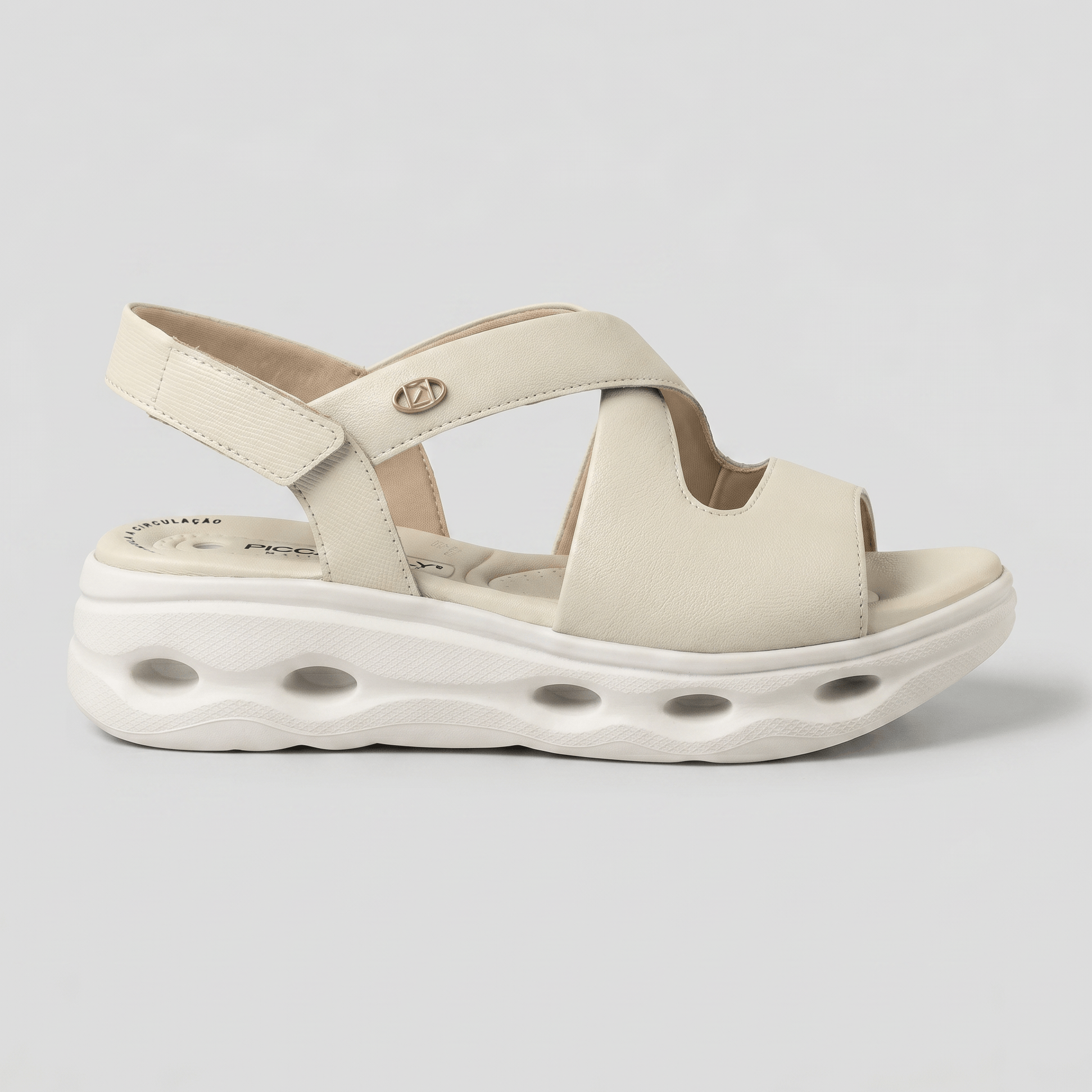 PICCADILLY MAXI TECH -Sandália Salto Médio Off White