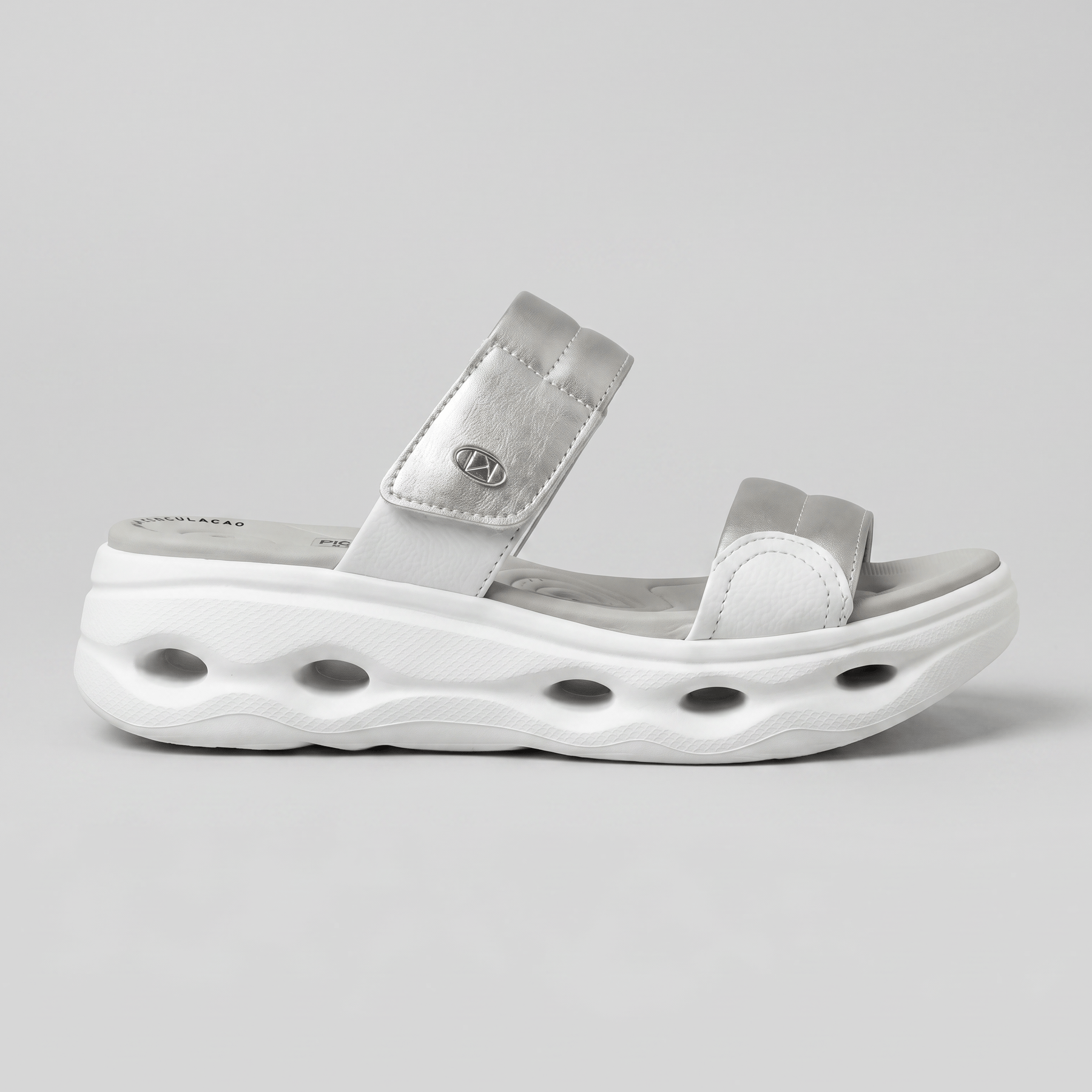 PICCADILLY MAXI TECH - Tamanco Salto Médio Prata com Branco