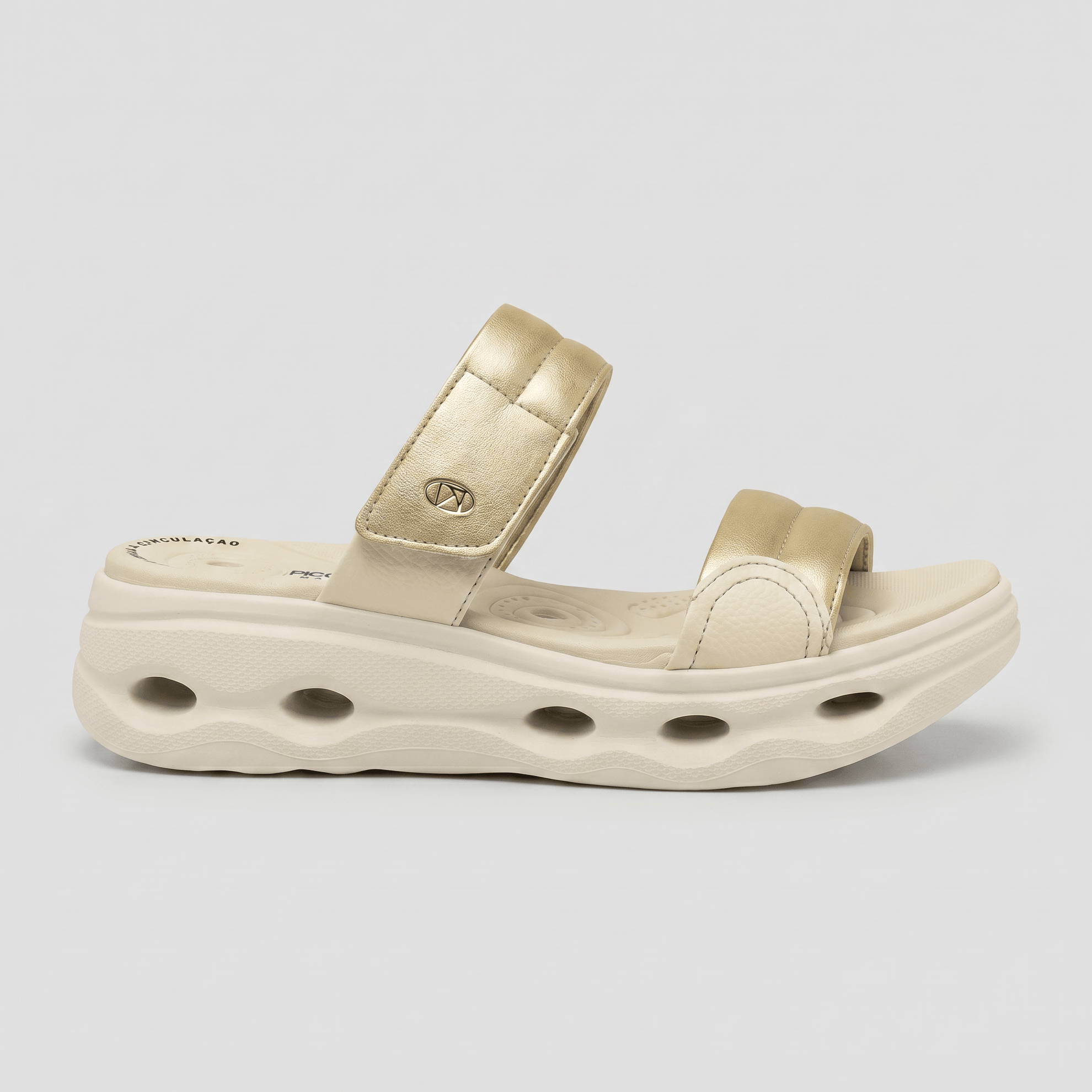 PICCADILLY MAXI TECH - Tamanco Salto Médio Ouro com Off White