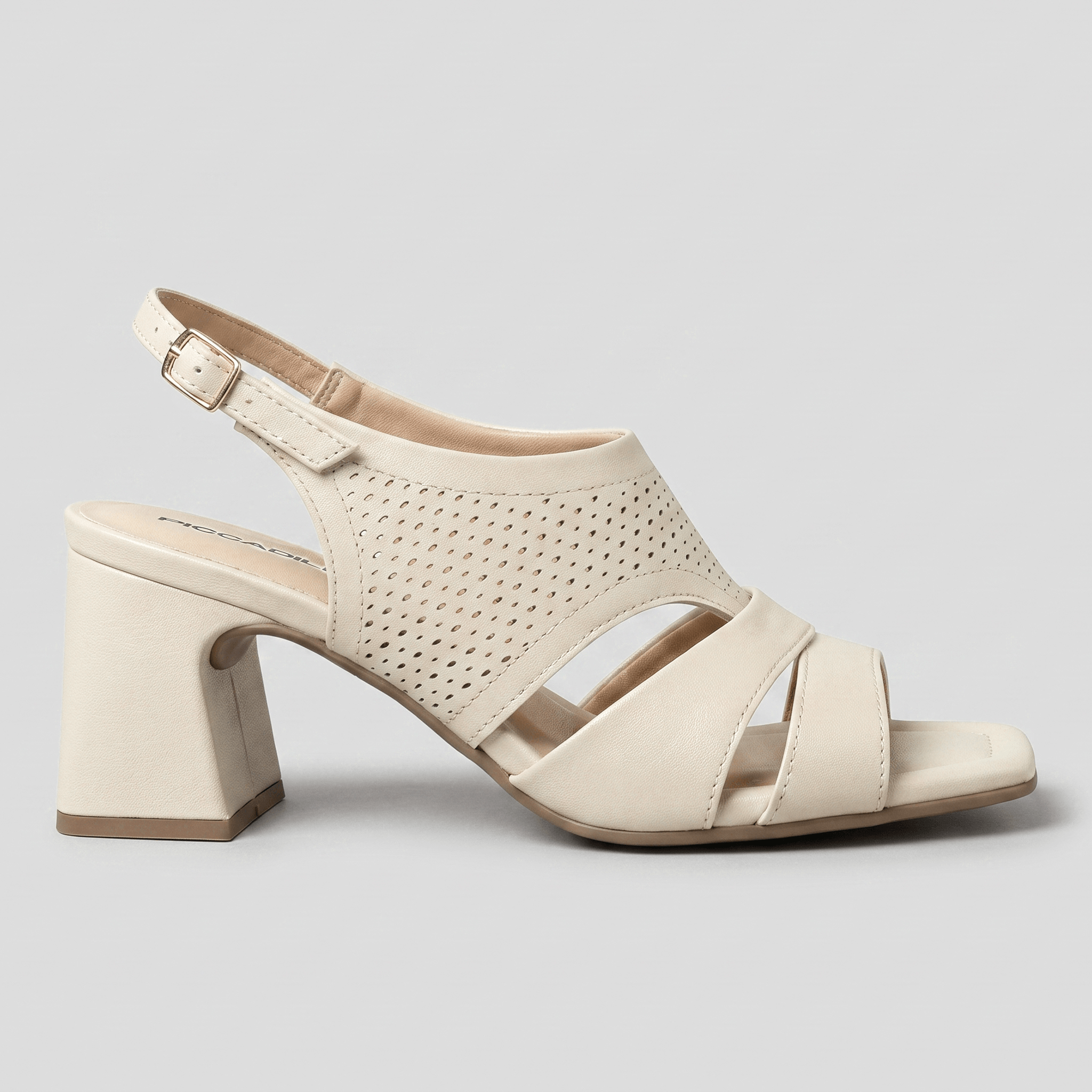 Sandália Flavia Salto Alto Off White